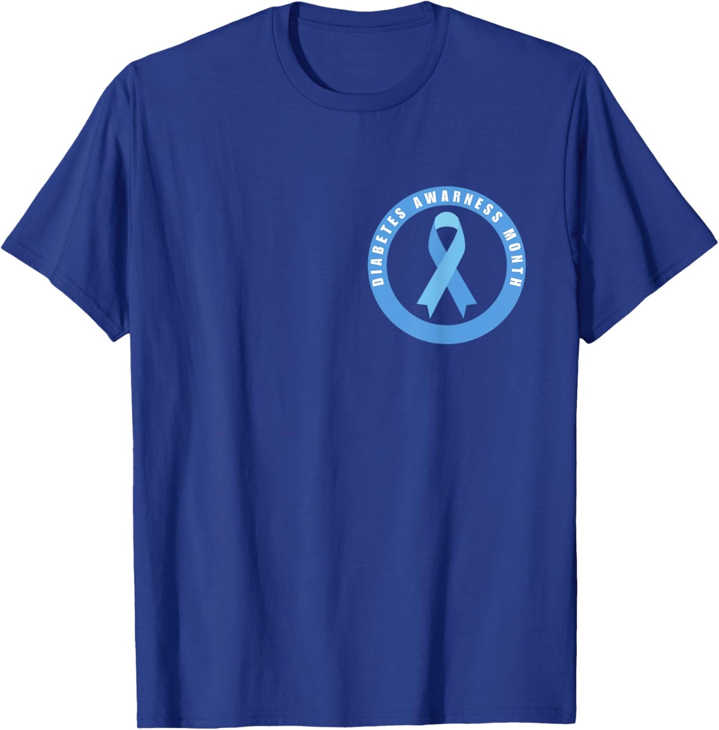 Diabetes Awareness Month Blue Love Ribbon Support T1D T2D T-Shirt - T-Shirt | Royal