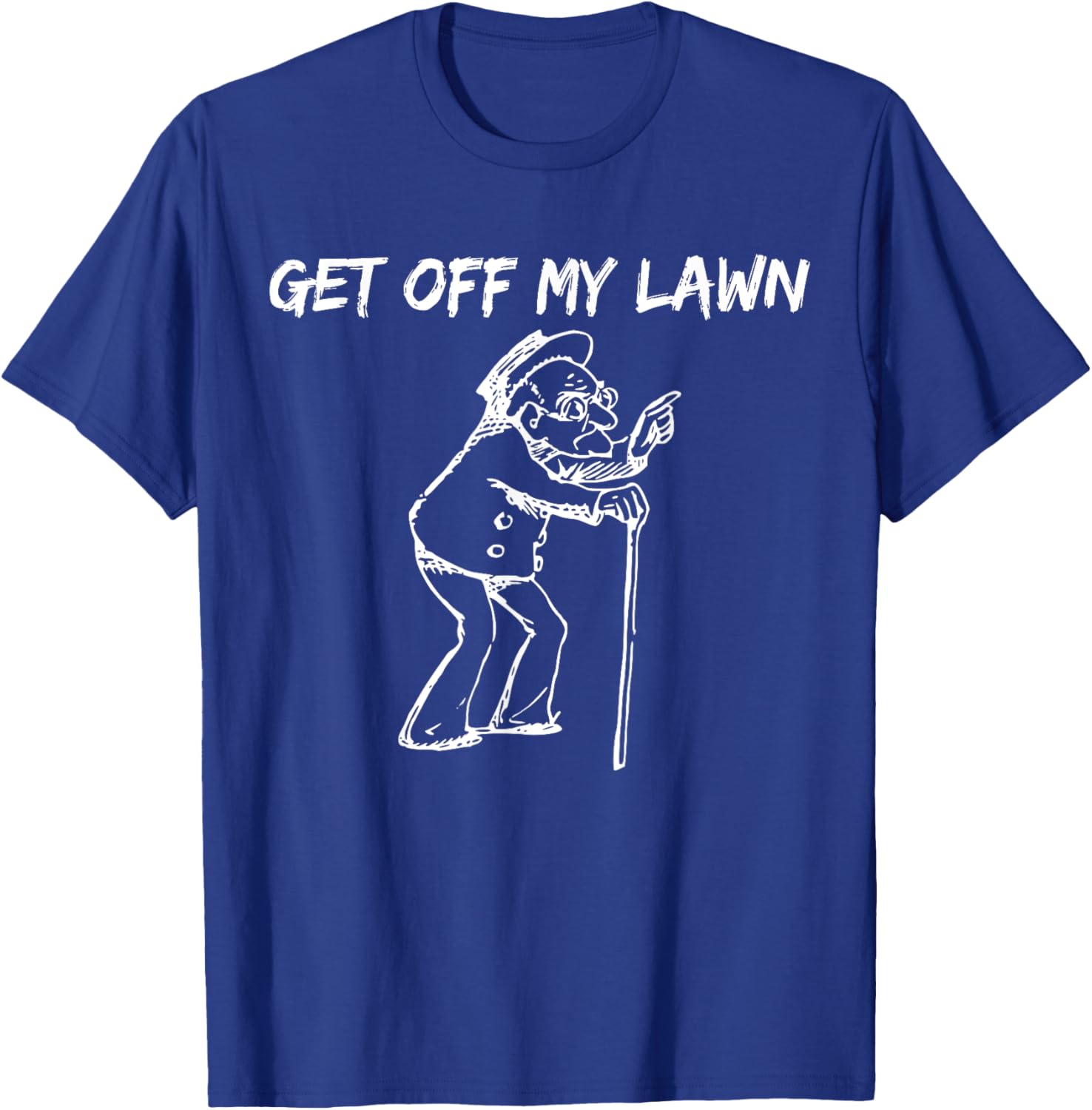Funny Grumpy Old Man Get Off My Lawn For Seniors T-Shirt - T-Shirt | Royal