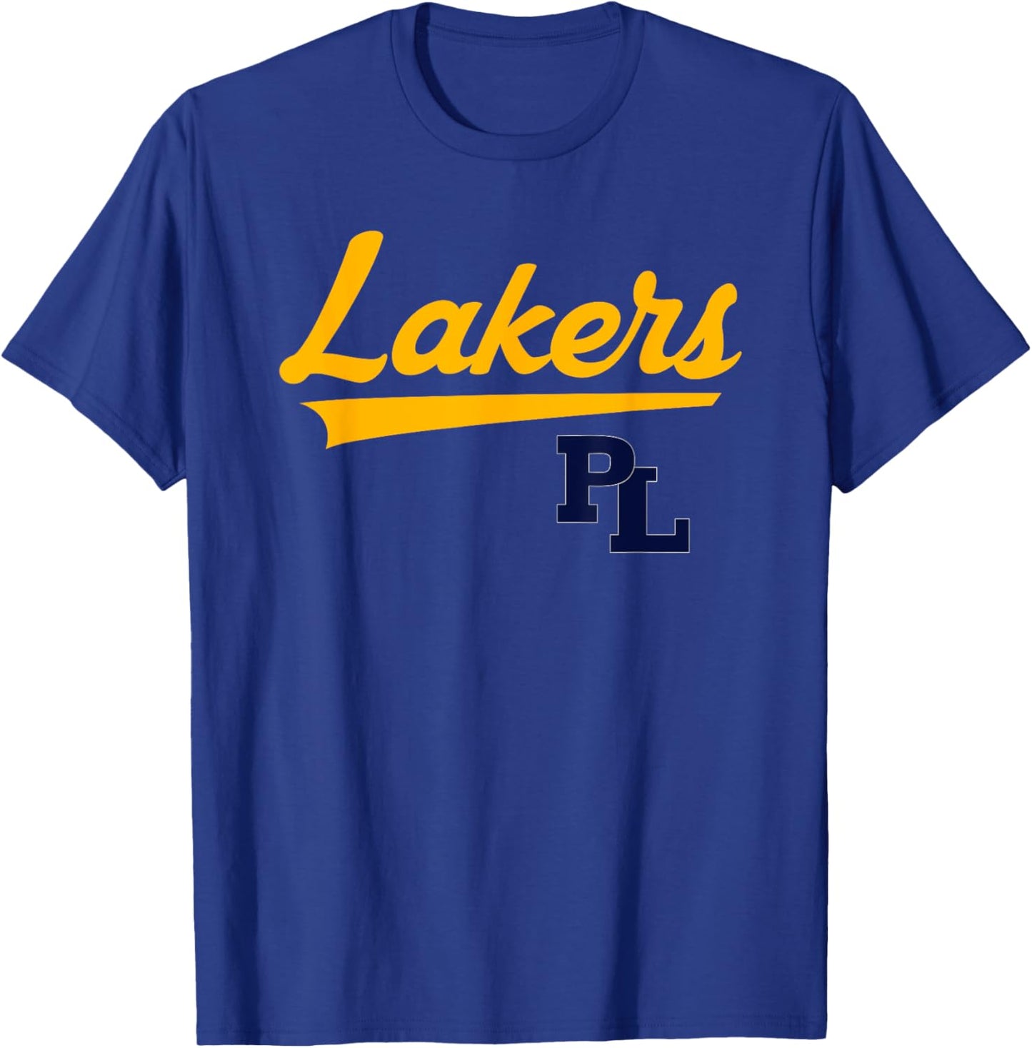 Prior Lake Lakers Logo Vintage Swoosh HS T-Shirt - T-Shirt | Royal