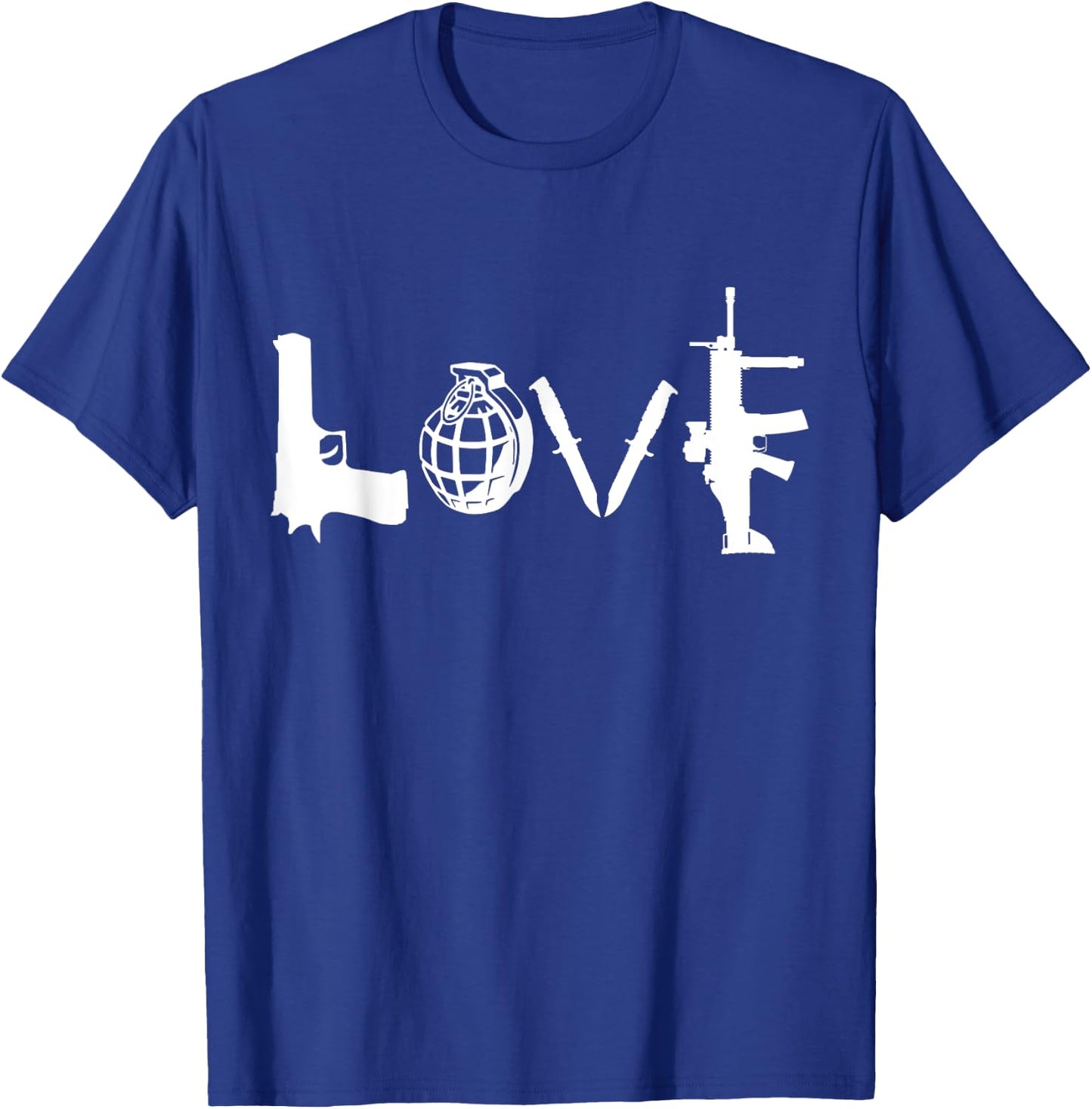 LOVE Weapons Guns Grenades Knives Assault Rifle guns t shirt T-Shirt - T-Shirt | Royal