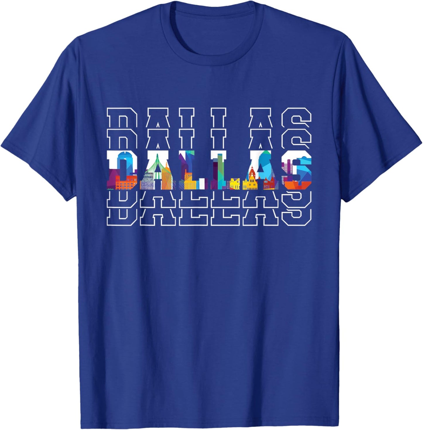 Dallas City Map Landscape Texas American State Texas T-Shirt - T-Shirt | Royal