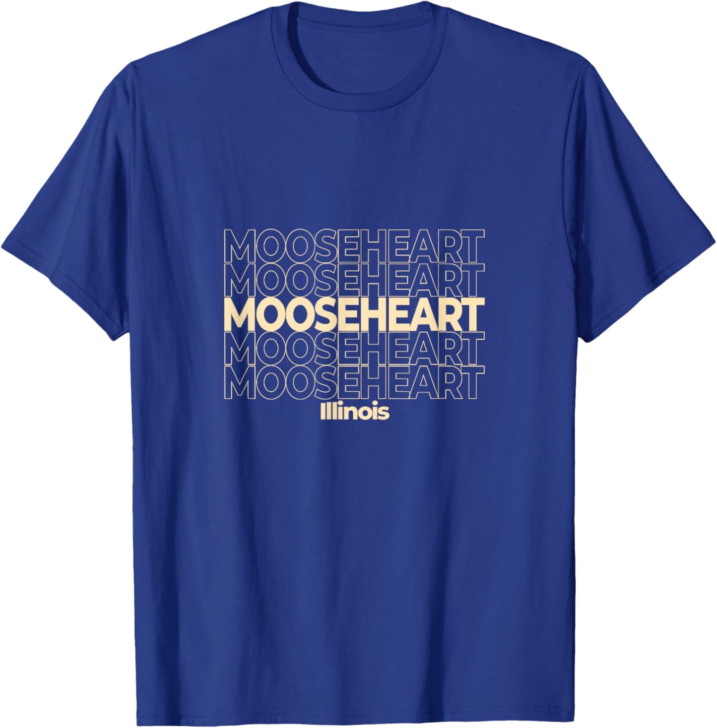 Vintage Mooseheart, Illinois Repeating Text T-Shirt - T-Shirt | Royal