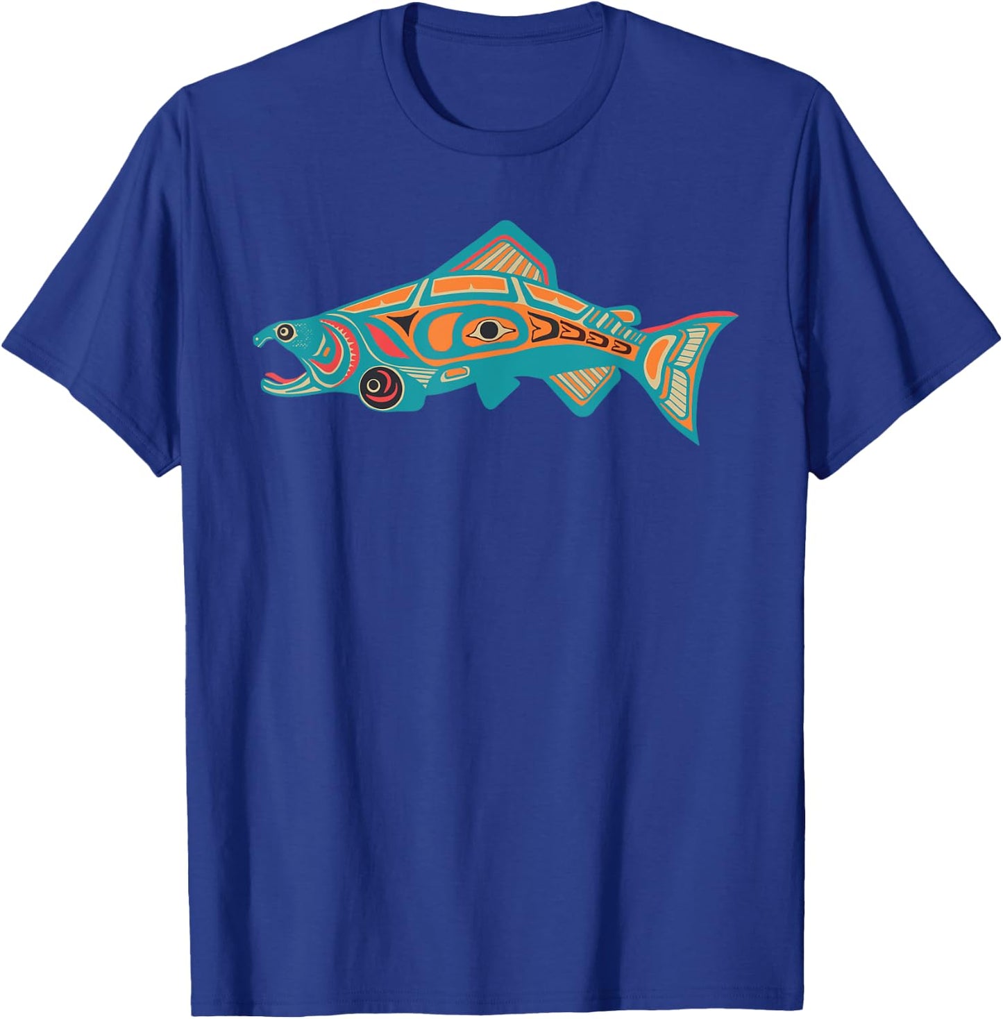 Native American Salmon Tlingit Indian Fisherman Fish Men T-Shirt - T-Shirt | Royal
