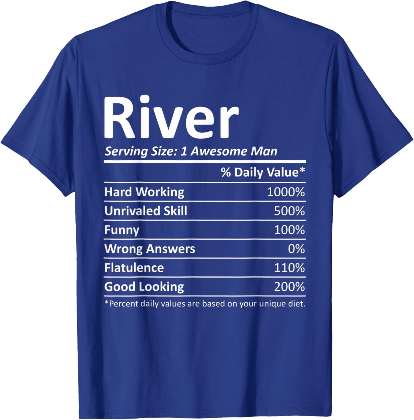 RIVER Nutrition Funny Birthday Personalized Name Gift T-Shirt - T-Shirt | Royal