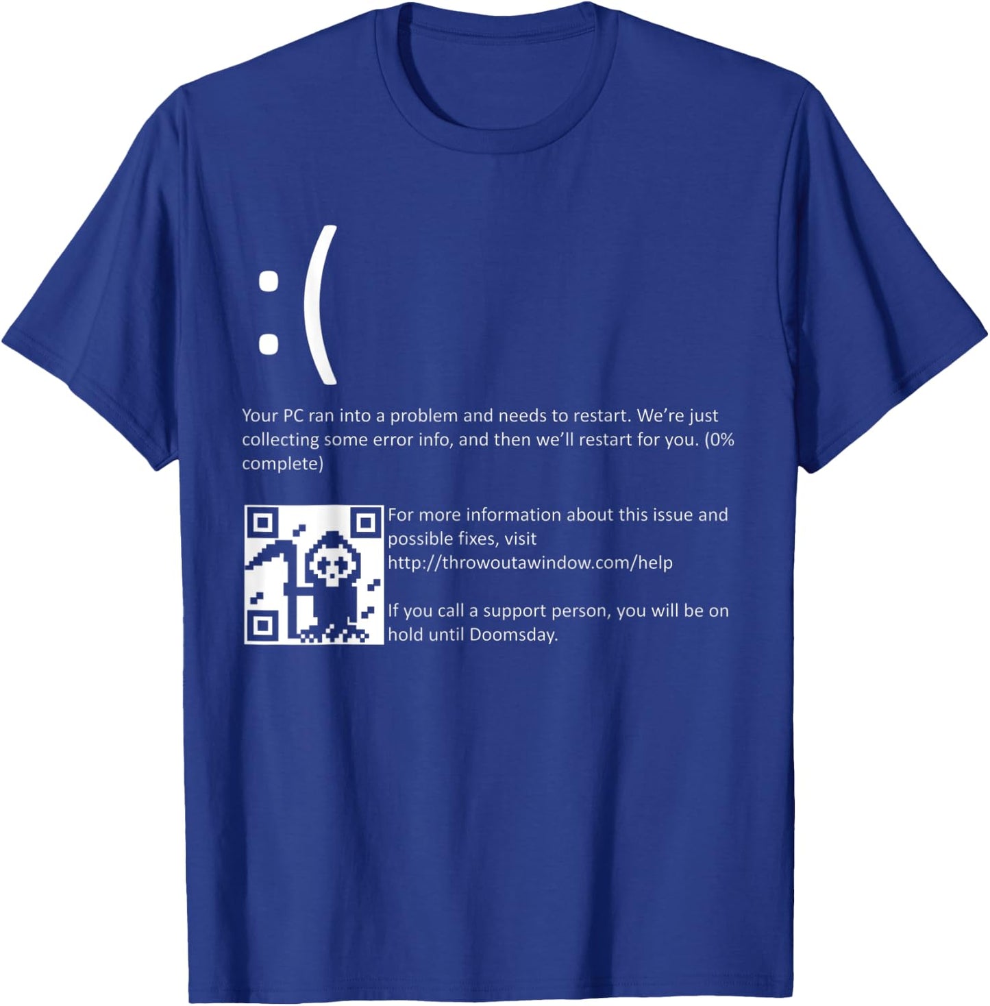 Funny Nerdy Blue Screen of Death Windows BSOD Halloween Geek T-Shirt - T-Shirt | Royal