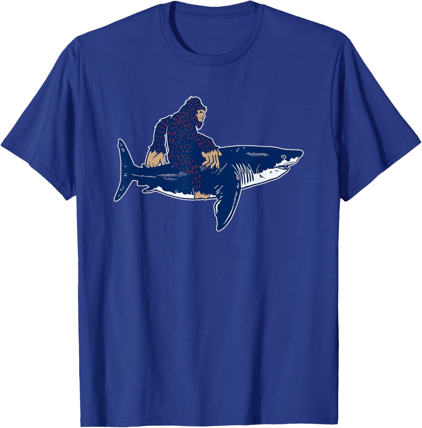 Bigfoot Riding A Megalodon - Megalodon Shark T-Shirt - T-Shirt | Royal