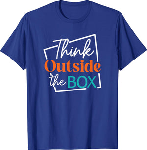 Think Outside The Box Encouraging Quote T-Shirt - T-Shirt | Royal