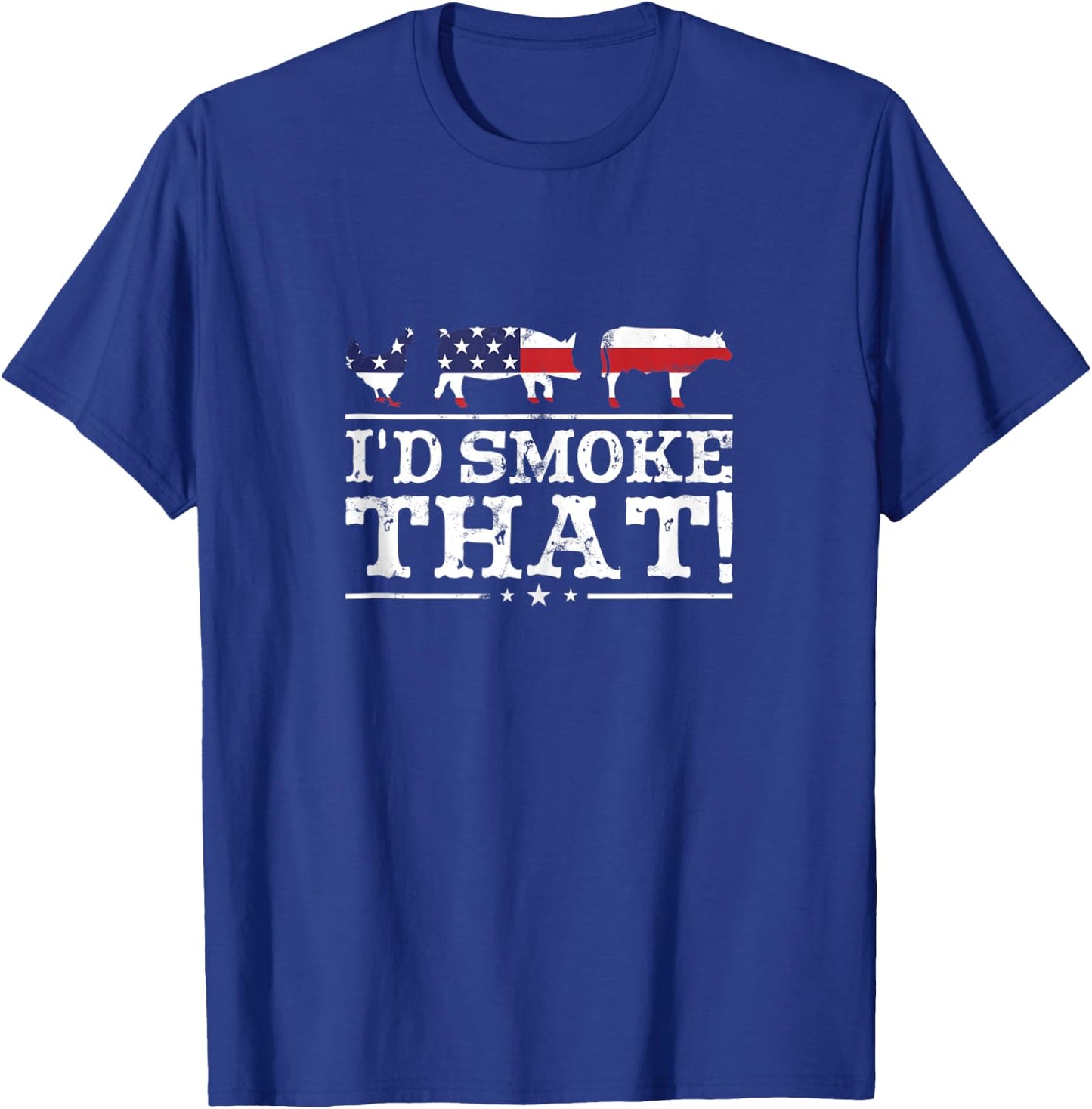 Funny BBQ Shirt I'd Smoke That Meat Pitmaster Grill Gift T-Shirt - T-Shirt | Royal