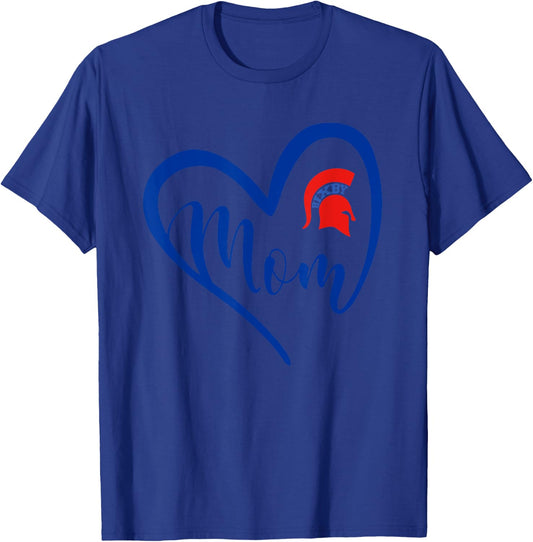 Bixby Spartans Logo Heart Mom HS T-Shirt - T-Shirt | Royal