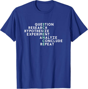 Acrostic Scientific Method Research Experiment Science T-Shirt - T-Shirt | Royal