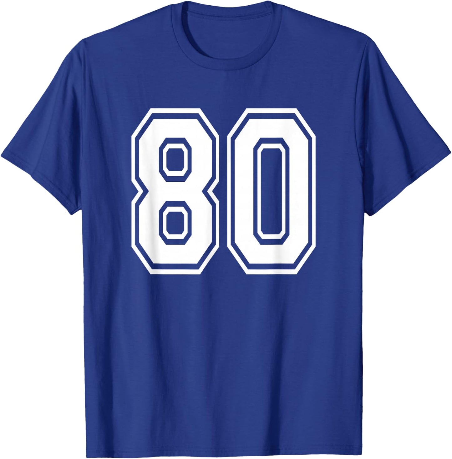 Number 80 80th Birthday Gift Player Team Numbered Jersey T-Shirt - T-Shirt | Royal
