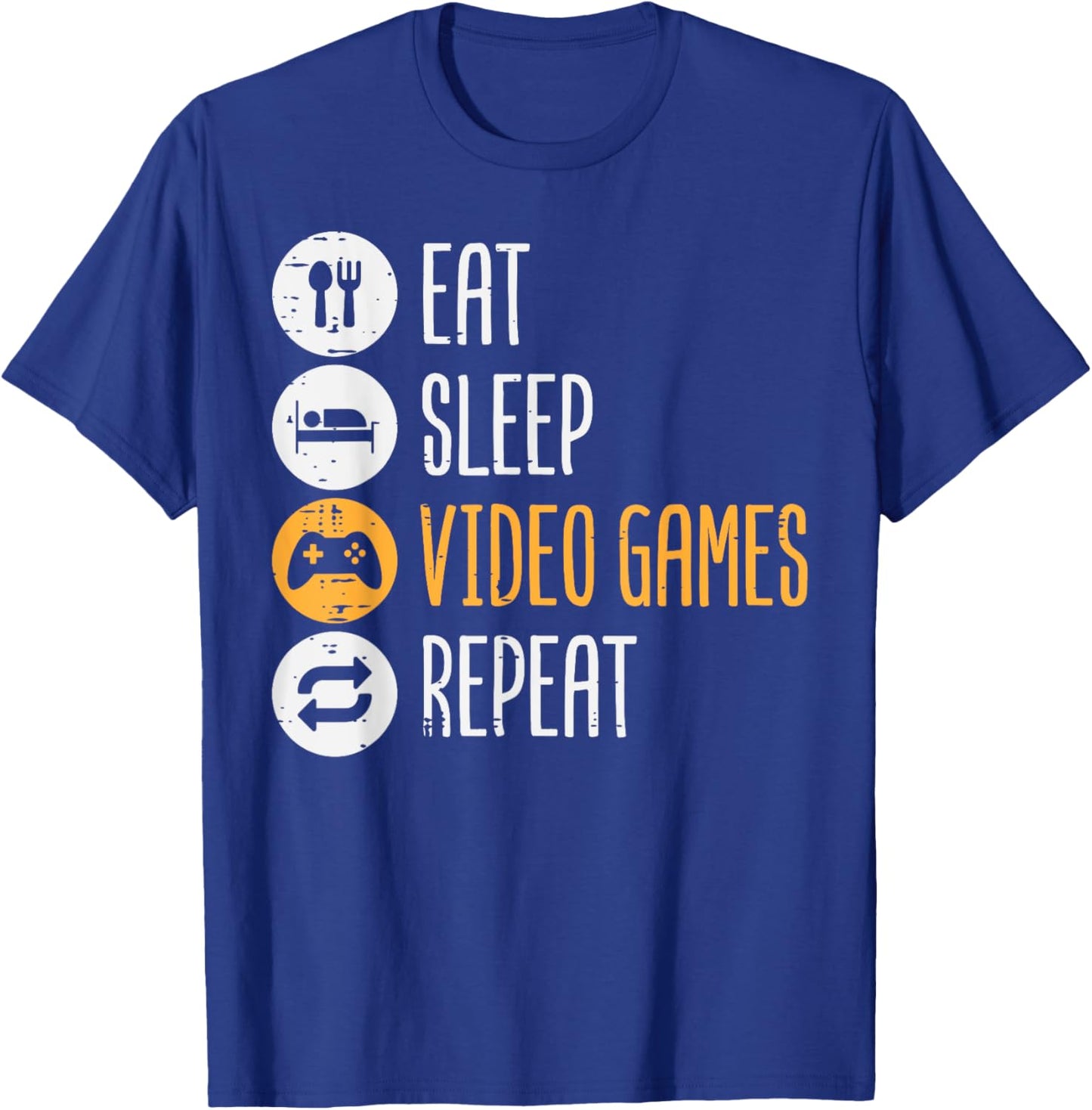 Eat Sleep Video Games Repeat Gaming Gamer Men Boys Kids Teen T-Shirt - T-Shirt | Royal