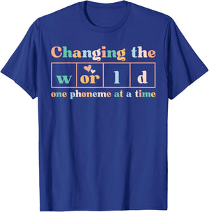 Changing the World Science of Reading Women Men. -Adults Dyslexia Teacher T-Shirt - T-Shirt | Royal