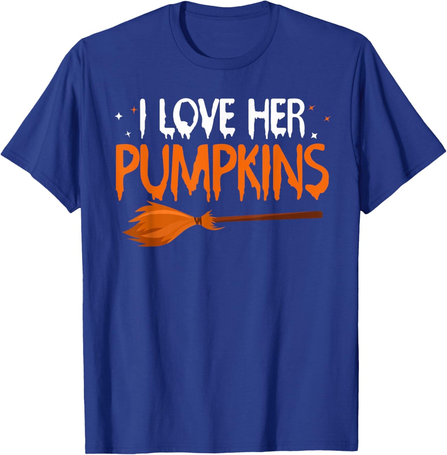 I Love His Broomstick I Love Her Pumpkins Halloween Couples T-Shirt - T-Shirt | Royal