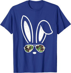 Bunny Ears Retro Sunglasses Funny Easter Camo Camouflage T-Shirt - T-Shirt | Royal