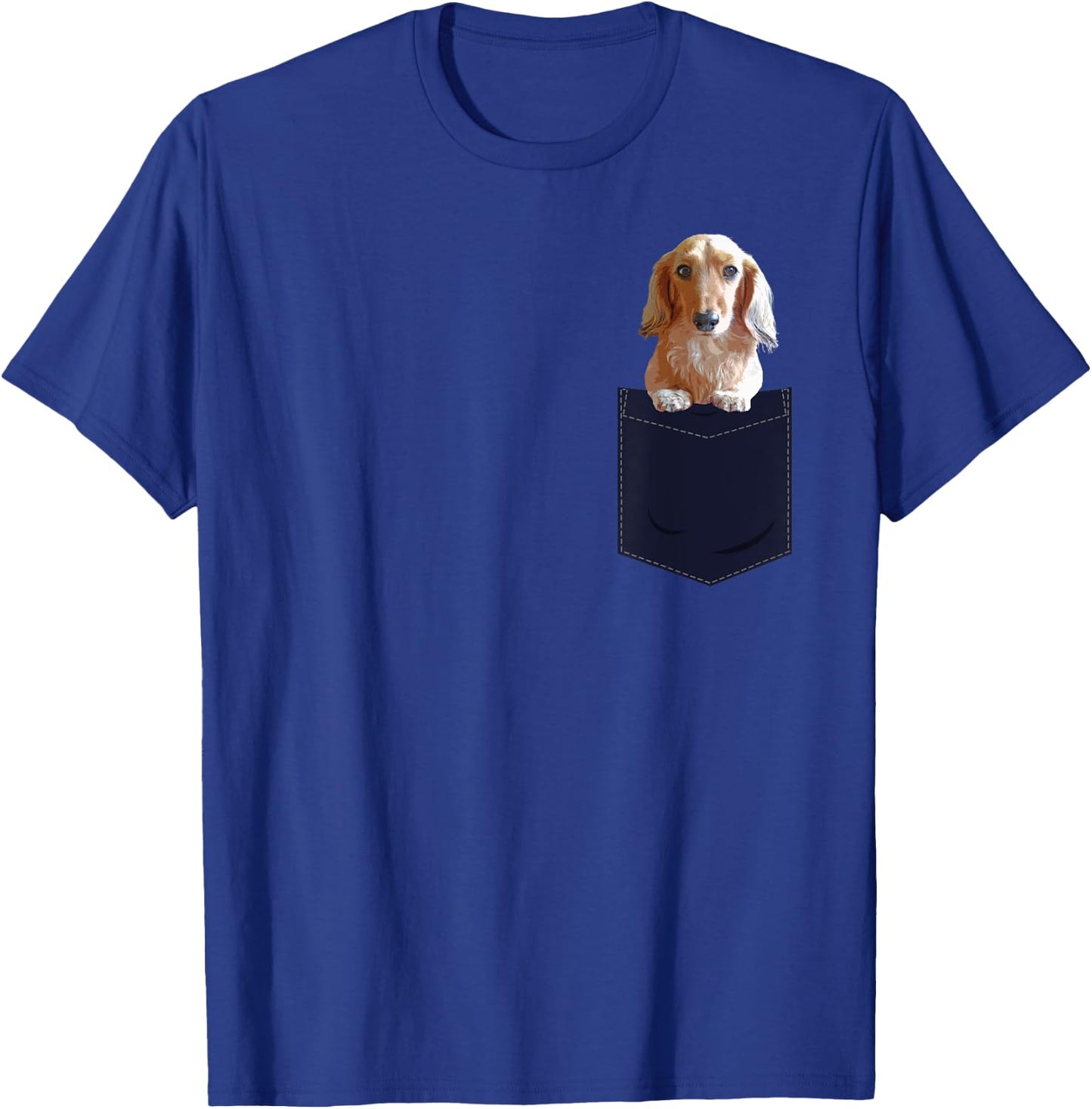 Dachshund in Pocket Long Haired Wiener Dog Women Doxie T-Shirt - T-Shirt | Royal