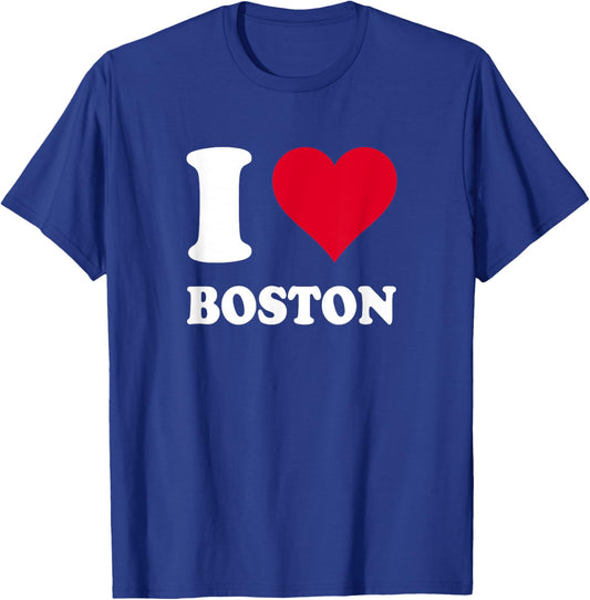 Red Heart I Love Boston T-Shirt - T-Shirt | Royal