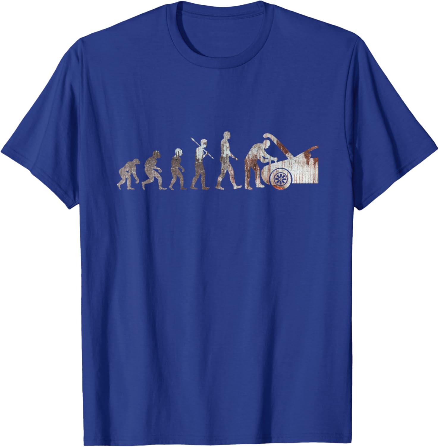 Evolution of Man Design Car Mechanic For Repair T-Shirt - T-Shirt | Royal