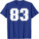 83 Number Eighty-Three Team Sports Graphic Varsity Matching T-Shirt - T-Shirt | Royal