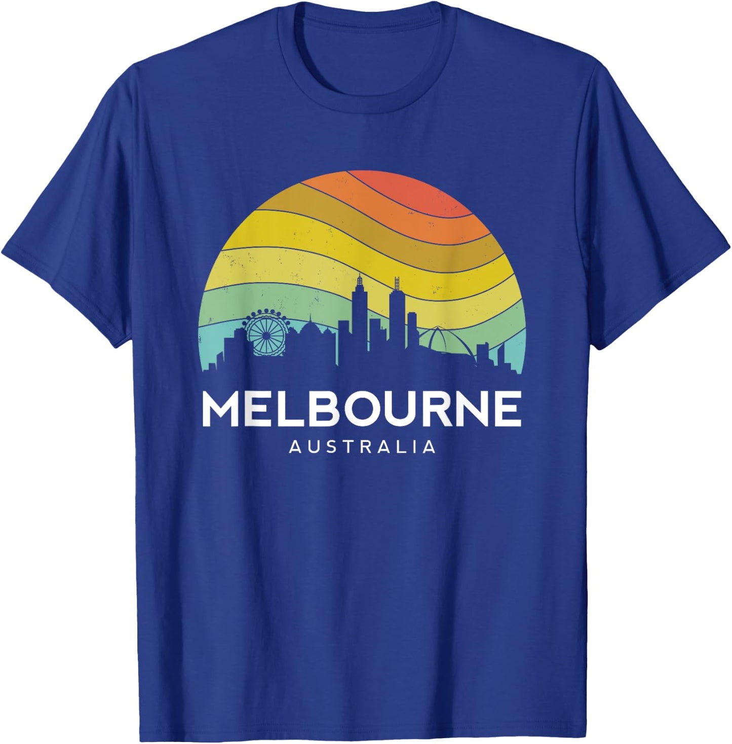 Melbourne Australia Retro Vintage Flag Outback Kangaroo Mate T-Shirt - T-Shirt | Royal