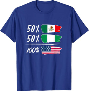 Half Mexican, Half Nigerian, Fully USA T-Shirt - T-Shirt | Royal