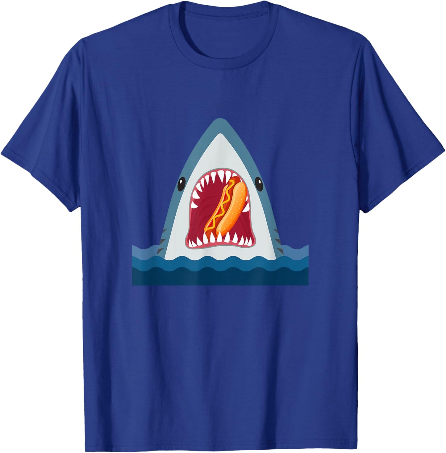 Shark Design Shark Eating Hotdog Food Lover Gift Men Women Kids T-Shirt - T-Shirt | Royal