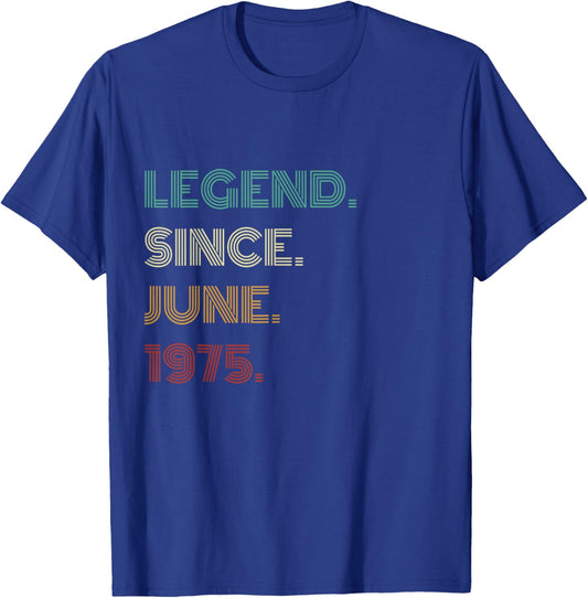 50 Years Old Legend Since June 1975 50th Birthday T-Shirt - T-Shirt | Royal