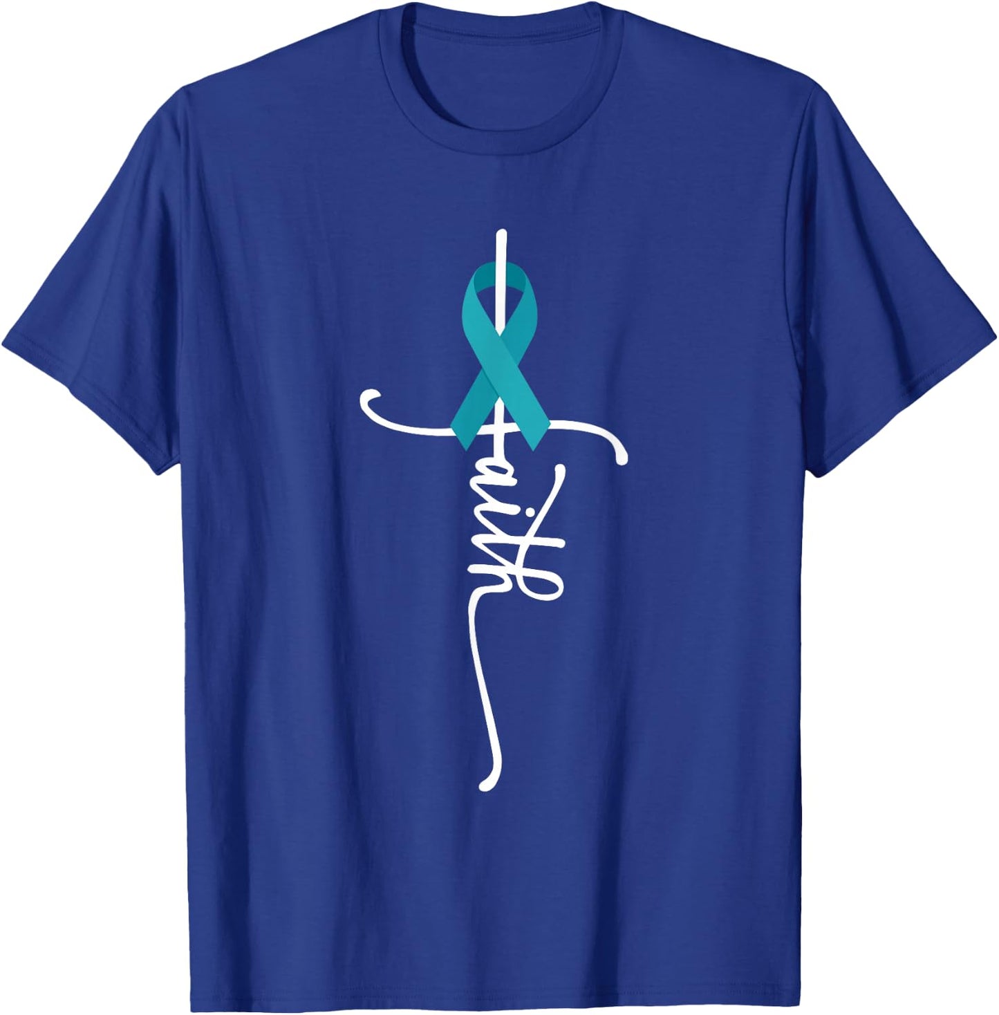 Ovarian Cancer Faith Ovarian Cancer Awareness T-Shirt - T-Shirt | Royal