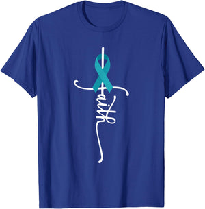 Ovarian Cancer Faith Ovarian Cancer Awareness T-Shirt - T-Shirt | Royal