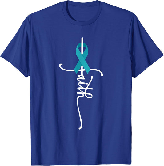 Ovarian Cancer Faith Ovarian Cancer Awareness T-Shirt - T-Shirt | Royal