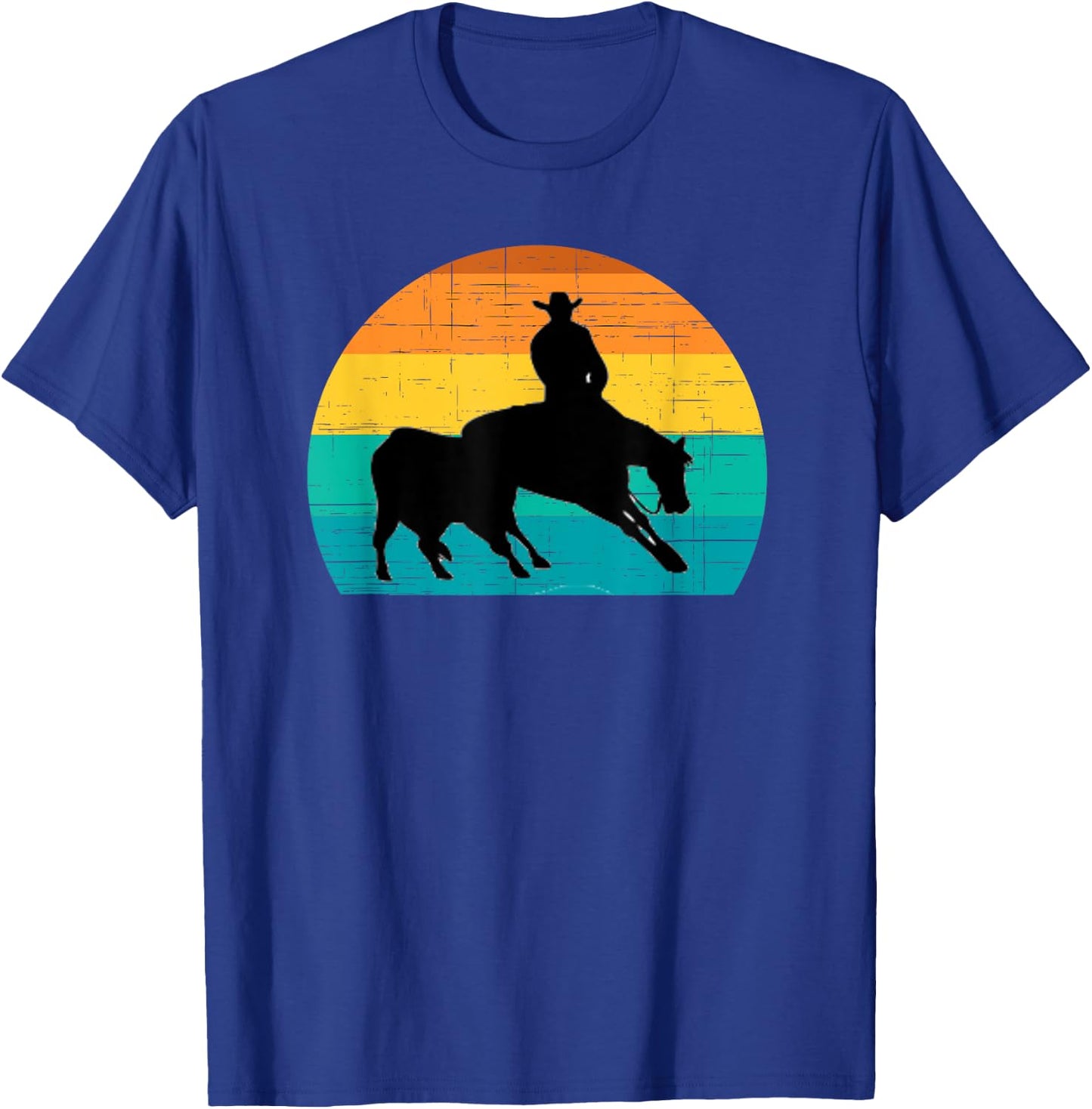 Western Style Equestrian Cutting Retro Sun Style T-Shirt - T-Shirt | Royal