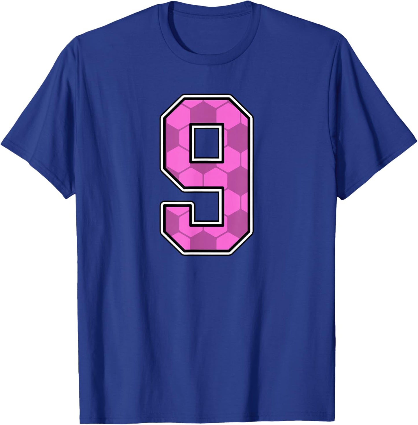 Pink Soccer Pattern Number 9 Jersey Player Uniform #9 T-Shirt - T-Shirt | Royal