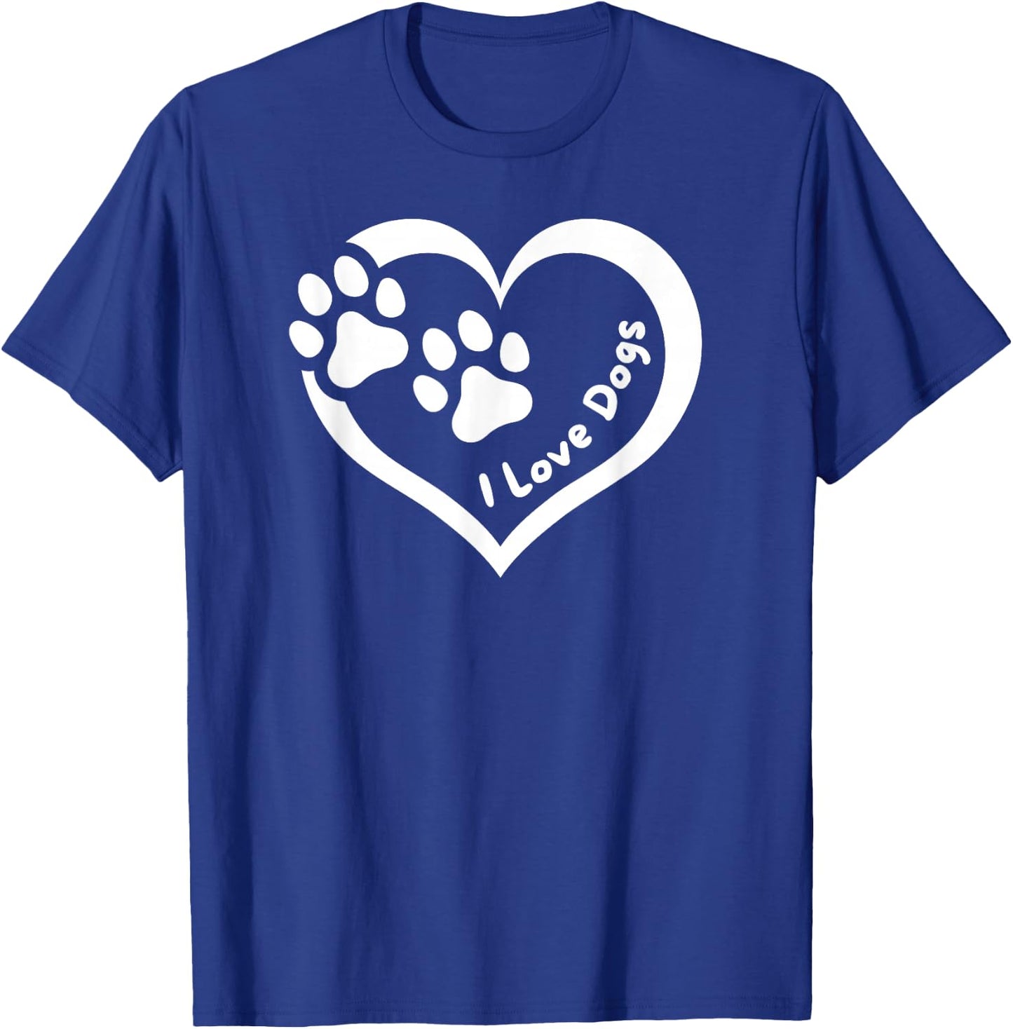 I Love Dogs Heart with Paws - Fun Design for Pet Lovers T-Shirt - T-Shirt | Royal