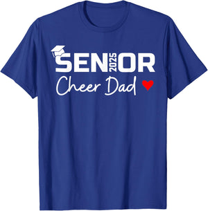 Proud Cheer Dad Of A Class Of 2025 Senior Graduate Red Heart T-Shirt - T-Shirt | Royal