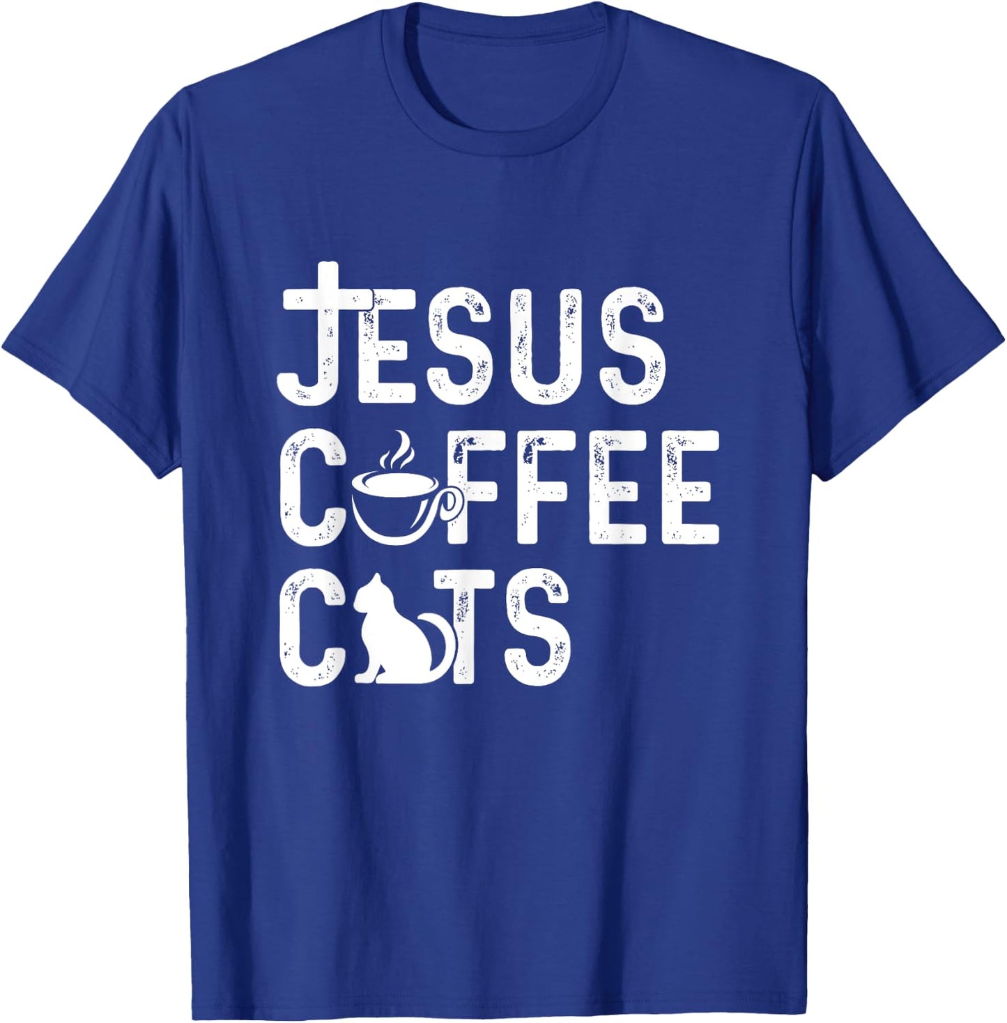 Christian Jesus, Coffee, Cats - Religous Cat Caffeine Lover Men Women Girls Kids T-Shirt - T-Shirt | Royal