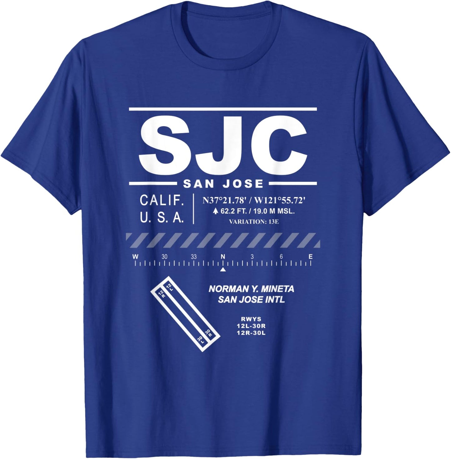 Norman Mineta San Jose International Airport California SJC T-Shirt - T-Shirt | Royal