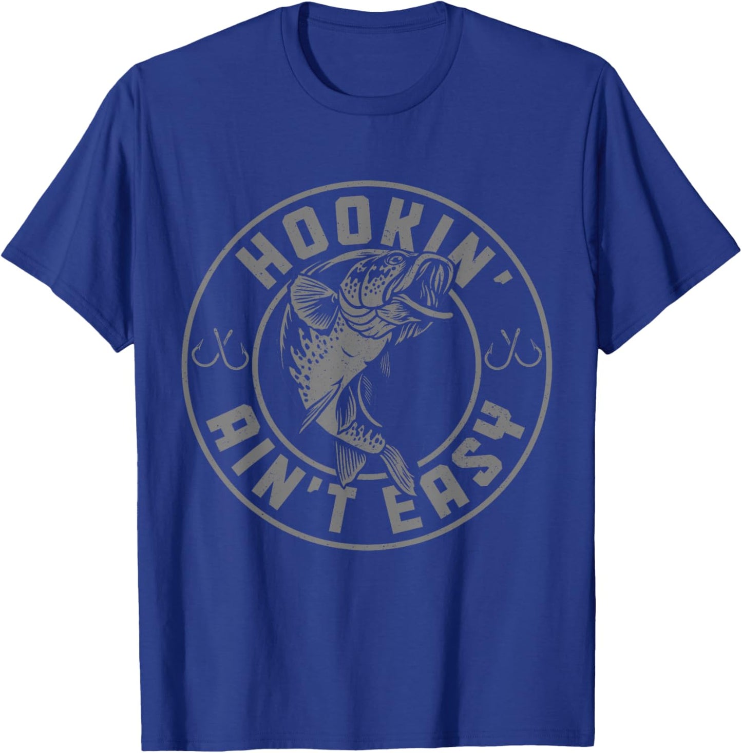 Hookin' Ain't Easy Funny Fishing Fisherman Vintage T-Shirt - T-Shirt | Royal