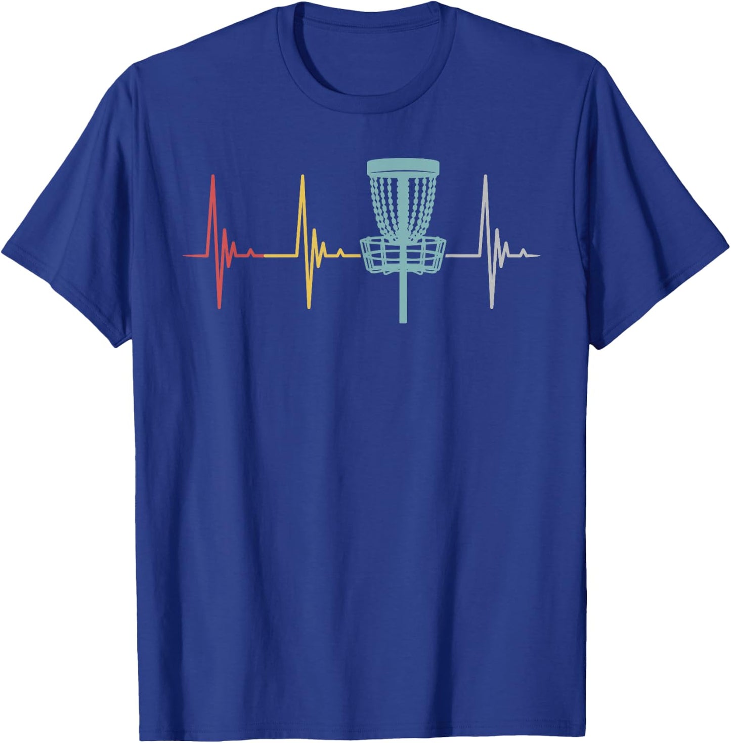 Disc golf retro heartbeat gift frisbee player par Gift T-Shirt - T-Shirt | Royal