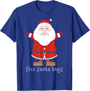Free Santa Hugs Cute Christmas Holiday T-Shirt - T-Shirt | Royal