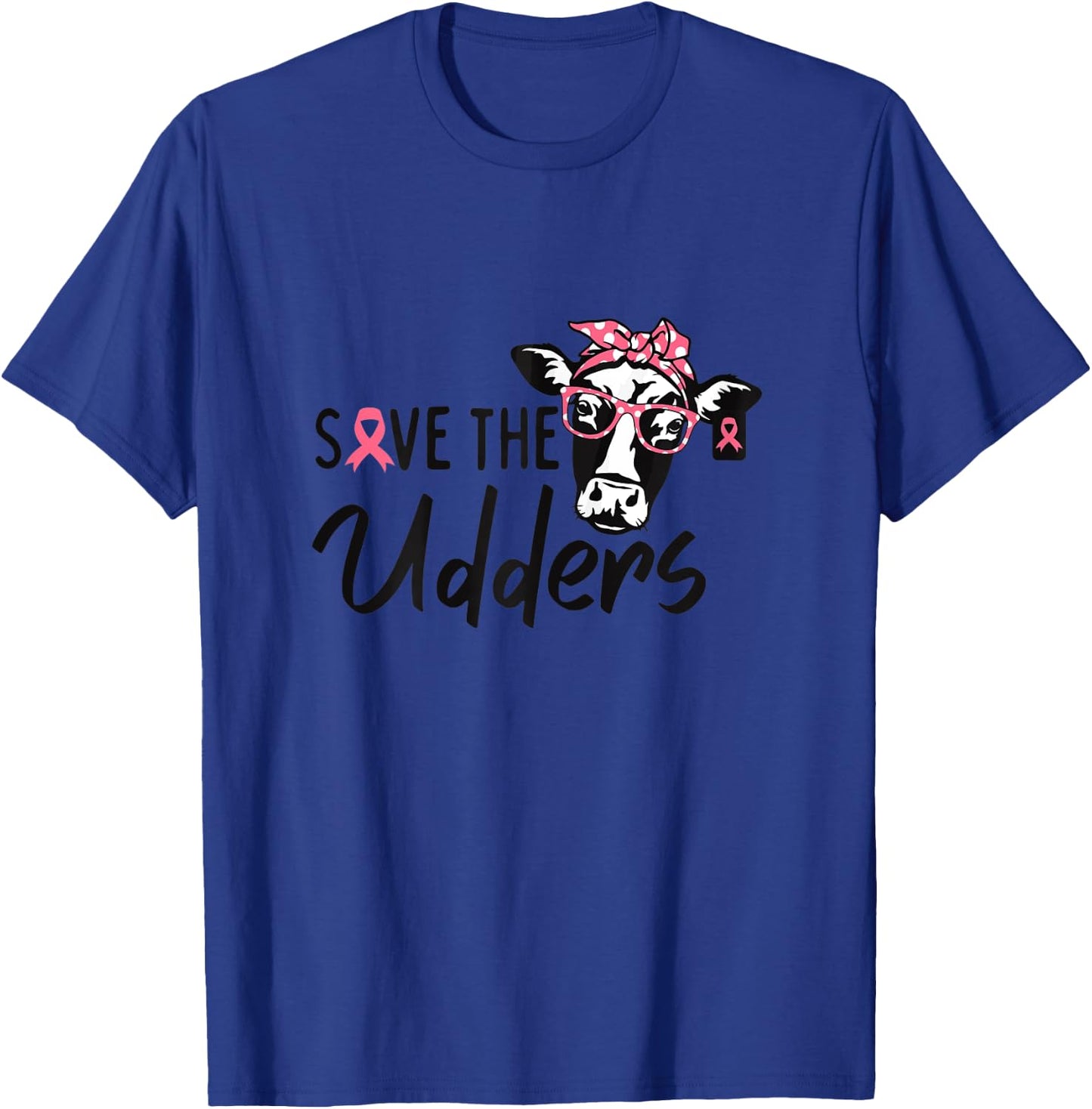 Save The Udders Breast Cancer Awareness Warrior Cow T-Shirt - T-Shirt | Royal