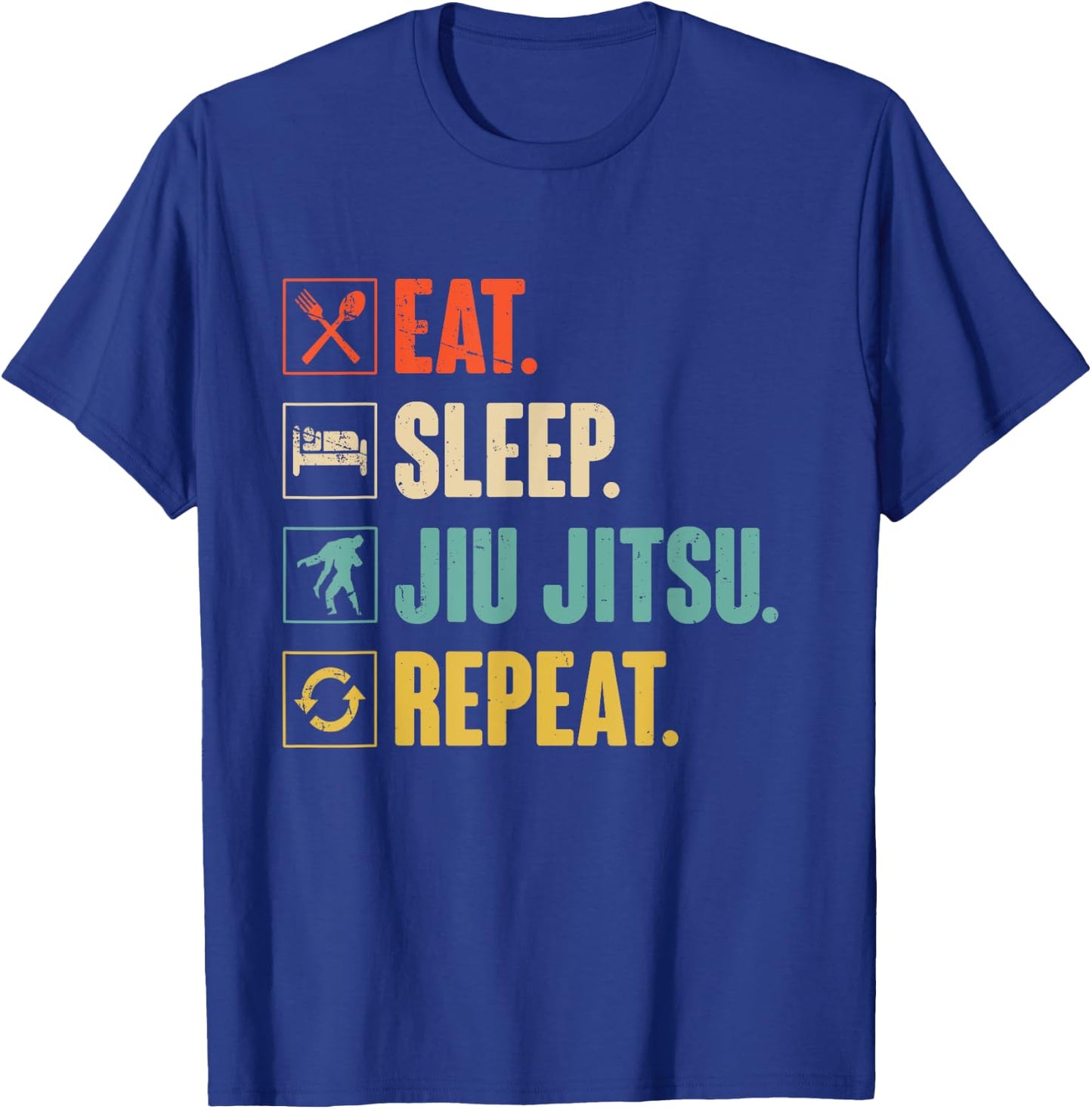 Eat Sleep Jiu-jitsu Repeat Funny Jiujitsu martial art combat T-Shirt - T-Shirt | Royal
