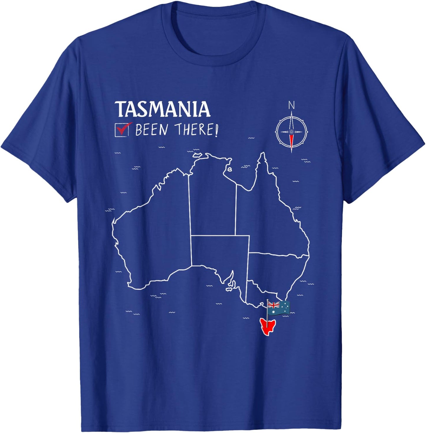 Tasmania Australian Flag Been There Check Off Map Tasmanian T-Shirt - T-Shirt | Royal