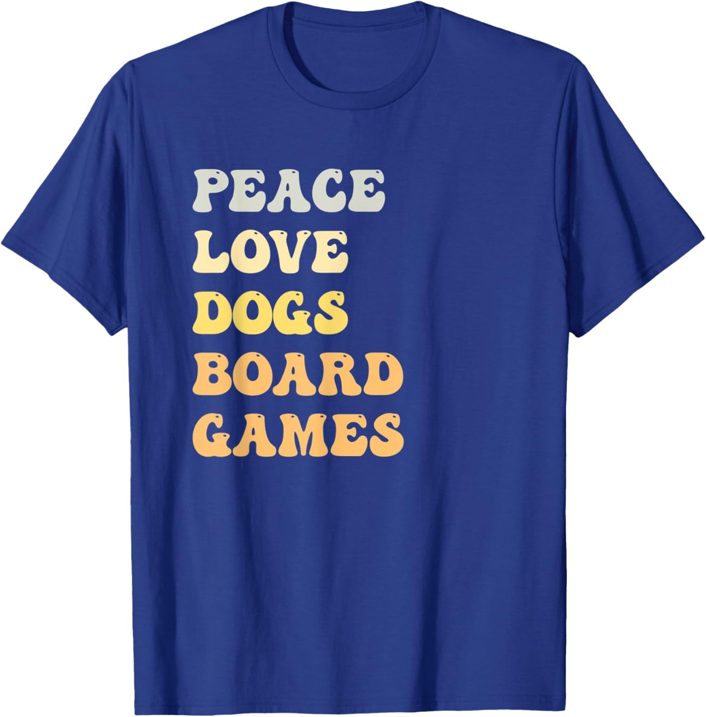 Peace Love Dogs Board Games Funny Retro T-Shirt - T-Shirt | Royal