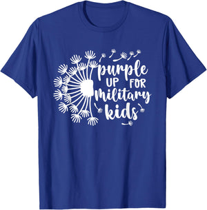 Purple Up for Military Kids Dandelion Military Child Month T-Shirt - T-Shirt | Royal