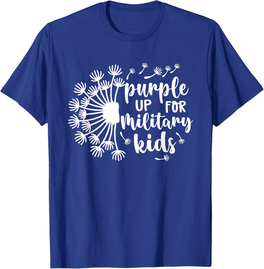 Purple Up for Military Kids Dandelion Military Child Month T-Shirt - T-Shirt | Royal