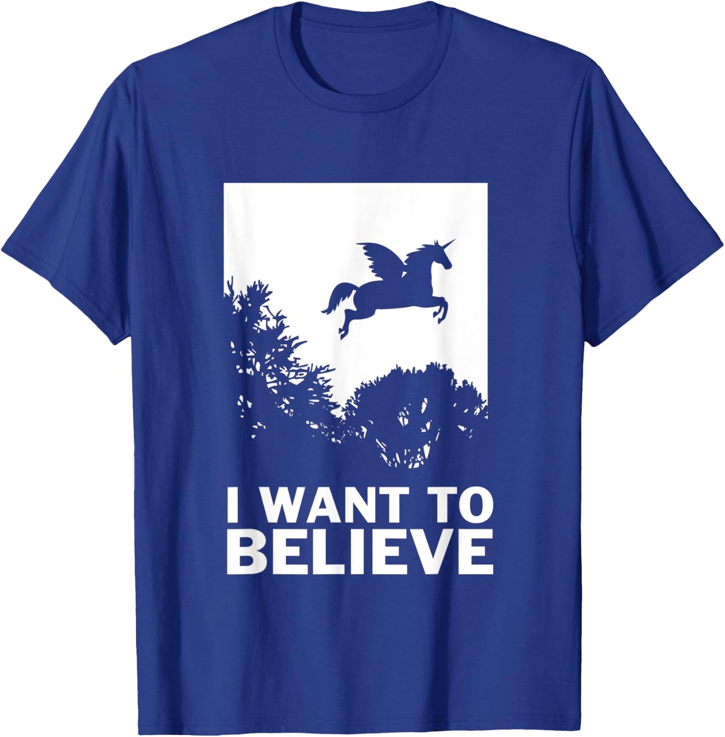 I Want To Believe Unicorns - UFO Conspiracy Flying T-Shirt - T-Shirt | Royal