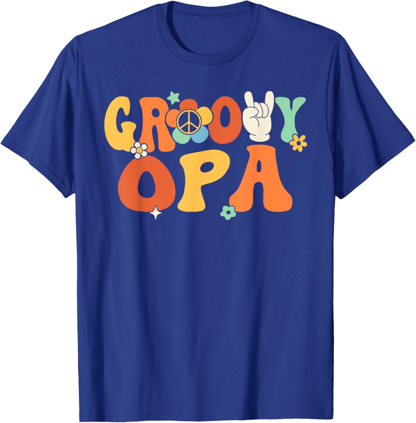 Groovy Opa Retro Grandpa Matching Family 1st Birthday Party T-Shirt - T-Shirt | Royal