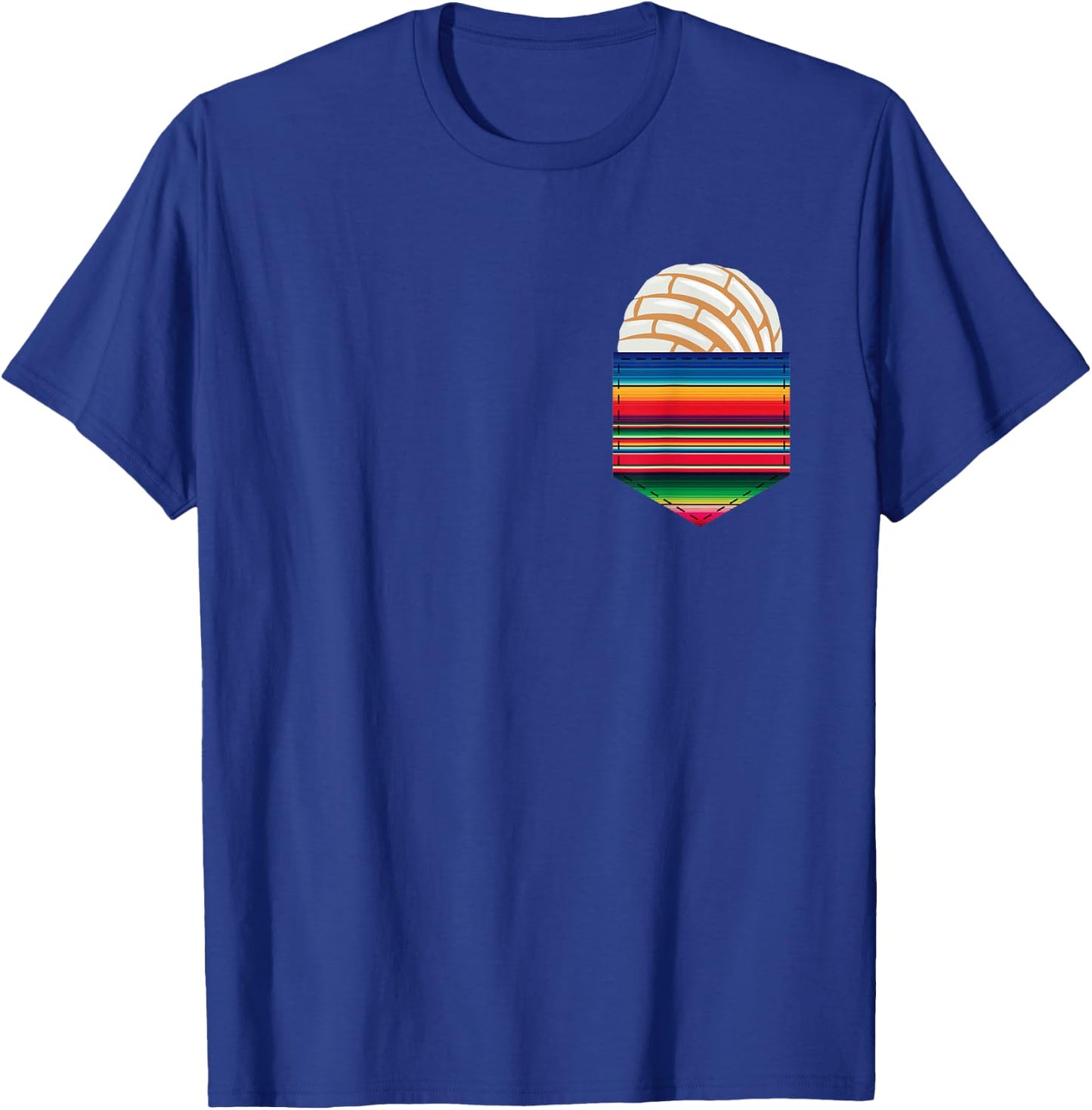 Colorful Serape Pocket Image White Concha Fun Fiesta Gift T-Shirt - T-Shirt | Royal