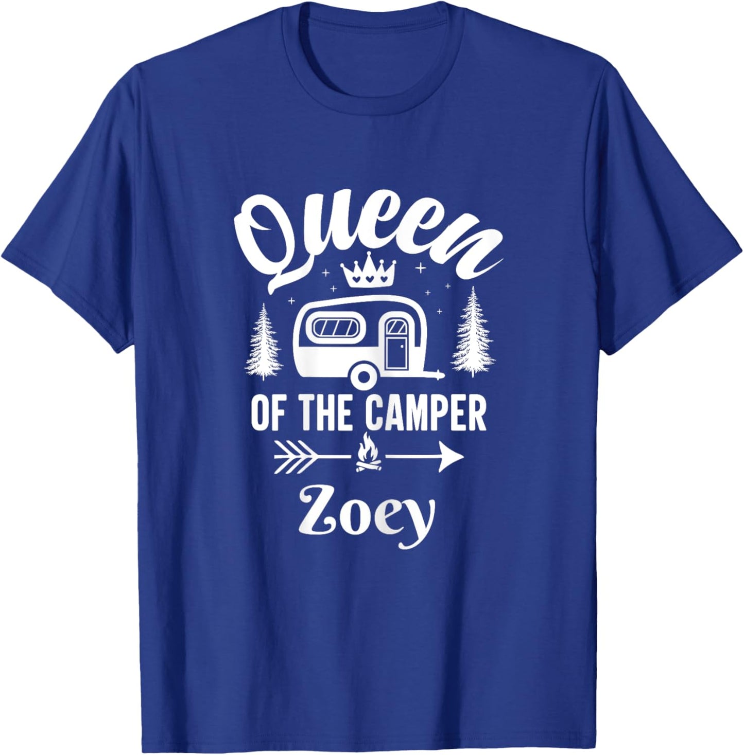 Queen of the Camper Zoey, Camping Outfit Adventure Nature T-Shirt - T-Shirt | Royal