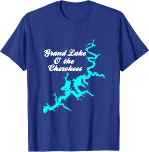 Minimalist Grand Lake of the Cherokees - Oklahoma T-Shirt - T-Shirt | Royal